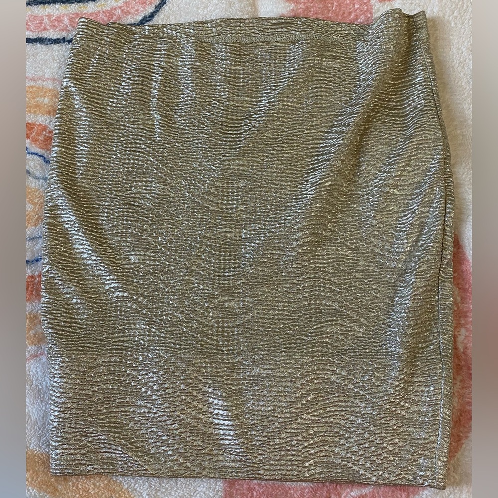 BCBGeneration Shimmering Gold Mini Skirt